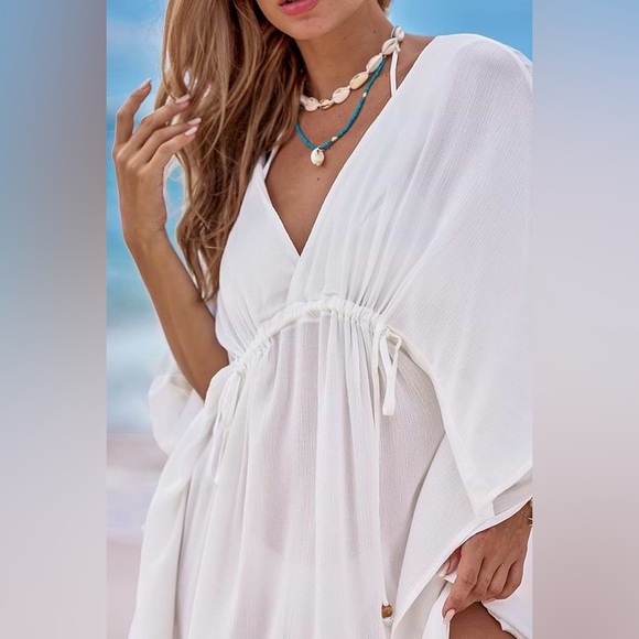 Cupshe X Iskra Antique White Butterfly Sleeve Cover-Up Medium - Picture 5 of 5